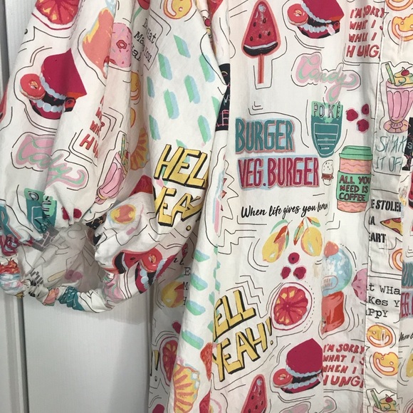 Zara Colorful Graphic Print Button-Up Tunic OVERSIZED - Picture 6 of 11